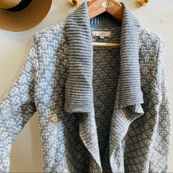 LOFT gray open front wool blend sweater coat S - Picture 2 of 4